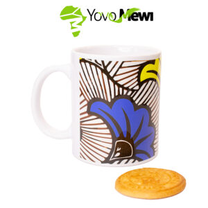 Mug wax fleurs de mariage /jaune et bleu/ mug céramique/ mug sublimation