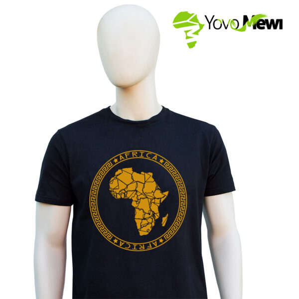 Tee-shirt carte africa ,frise , couleur doré