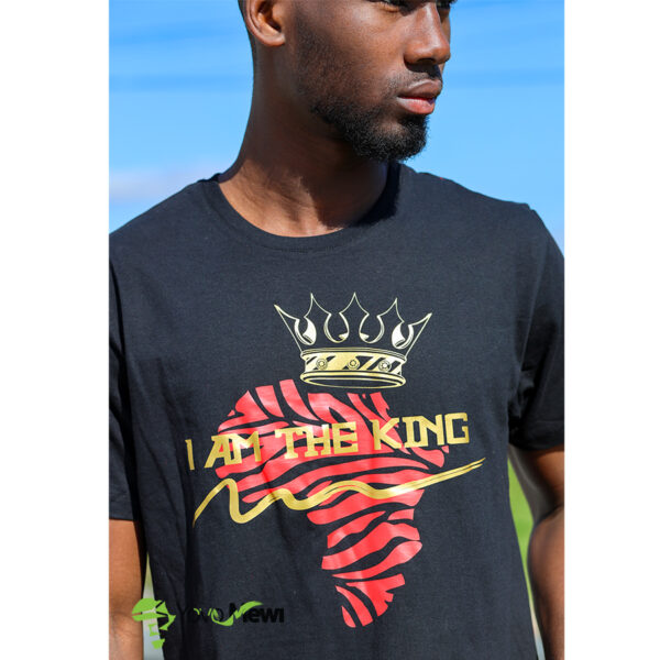 Tee-shirt   I AM THE KING /noir / Afrique Zébre100% coton