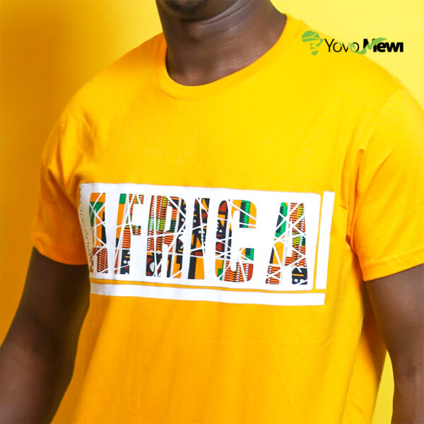 Tee-shirt  Africa en wax /  coupe droite / tissu wax kenté /tee shirt abricot