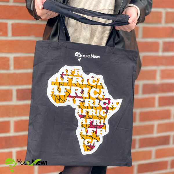 Tote Bag  carte d'Afrique en tissu Wax / wax rouge jaune /n19