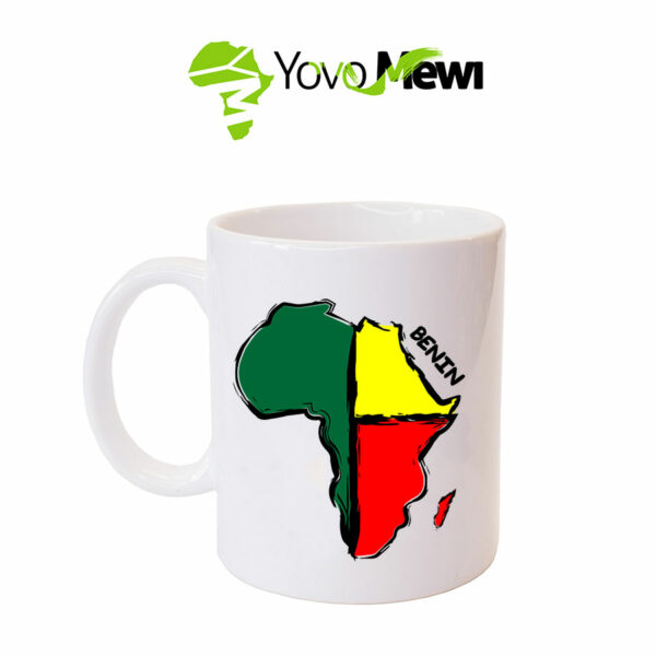 Mug  Couleurs du Bénin / carte d'Afrique / Drapeau du Bénin /vert jaune rouge