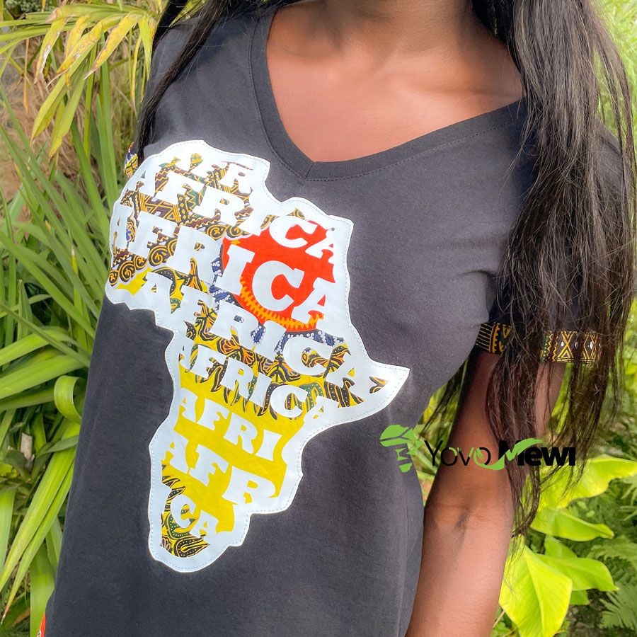 Tee-shirt  Africa en wax  / tissu wax Dashiki /tee shirt femme n.9