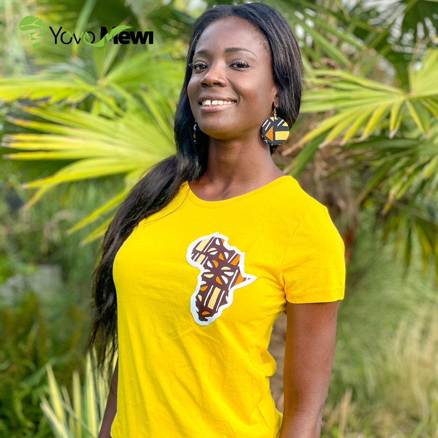 Tee-shirt  Africa en wax /  coupe droite / tissu wax bogolan /tee shirt femme
